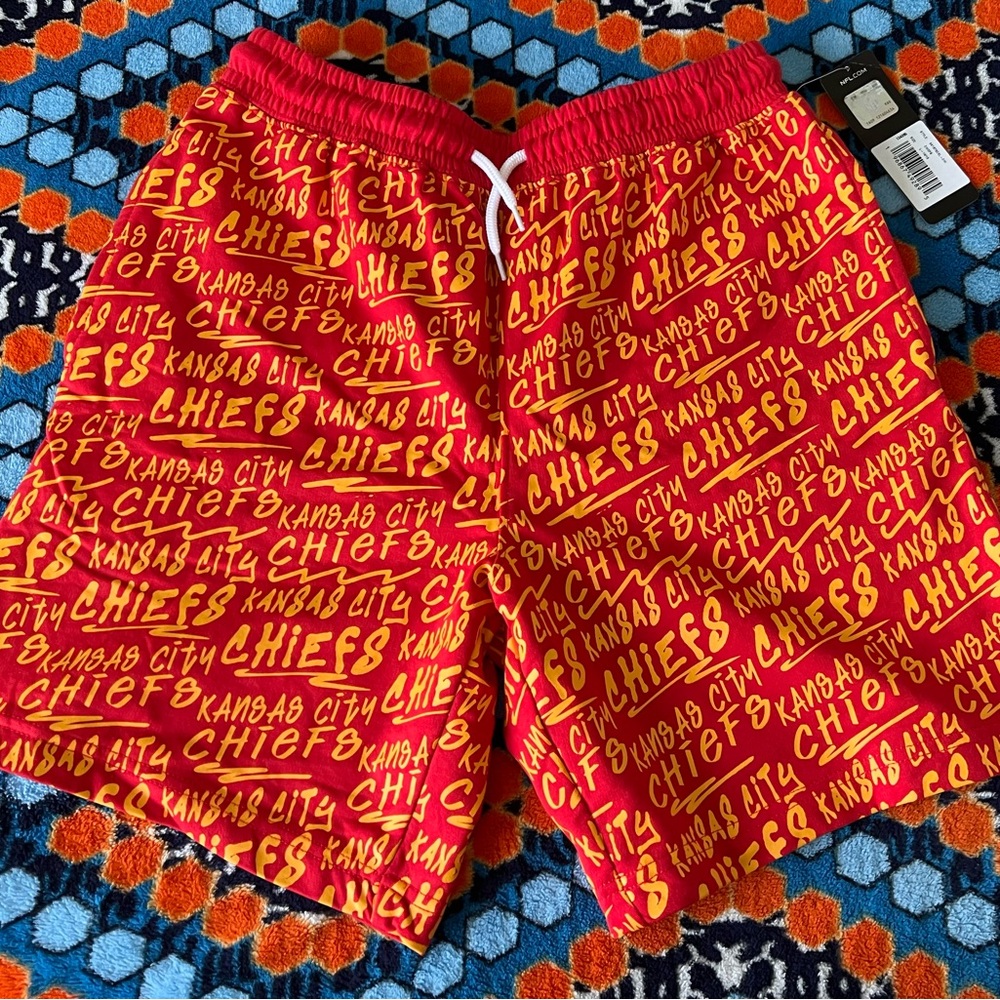 NFL Football Kansas City Chiefs Cotton Youth Big Boys Mahomes Shorts NEW NWT